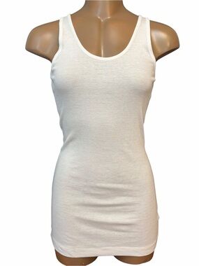 Vince Basic Twist Back Ribbed Long Tank Size M White NEW Basic Casual Summer